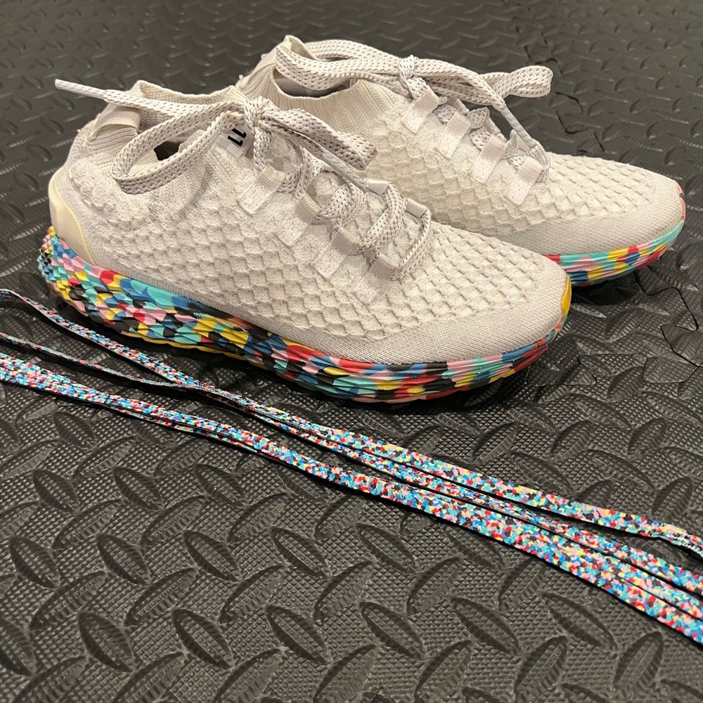 NOBULL Allday Knit Runners white and rainbow sole